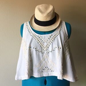 Urban Outfitters: Boho Cotton / Linen Beaded Crop Top